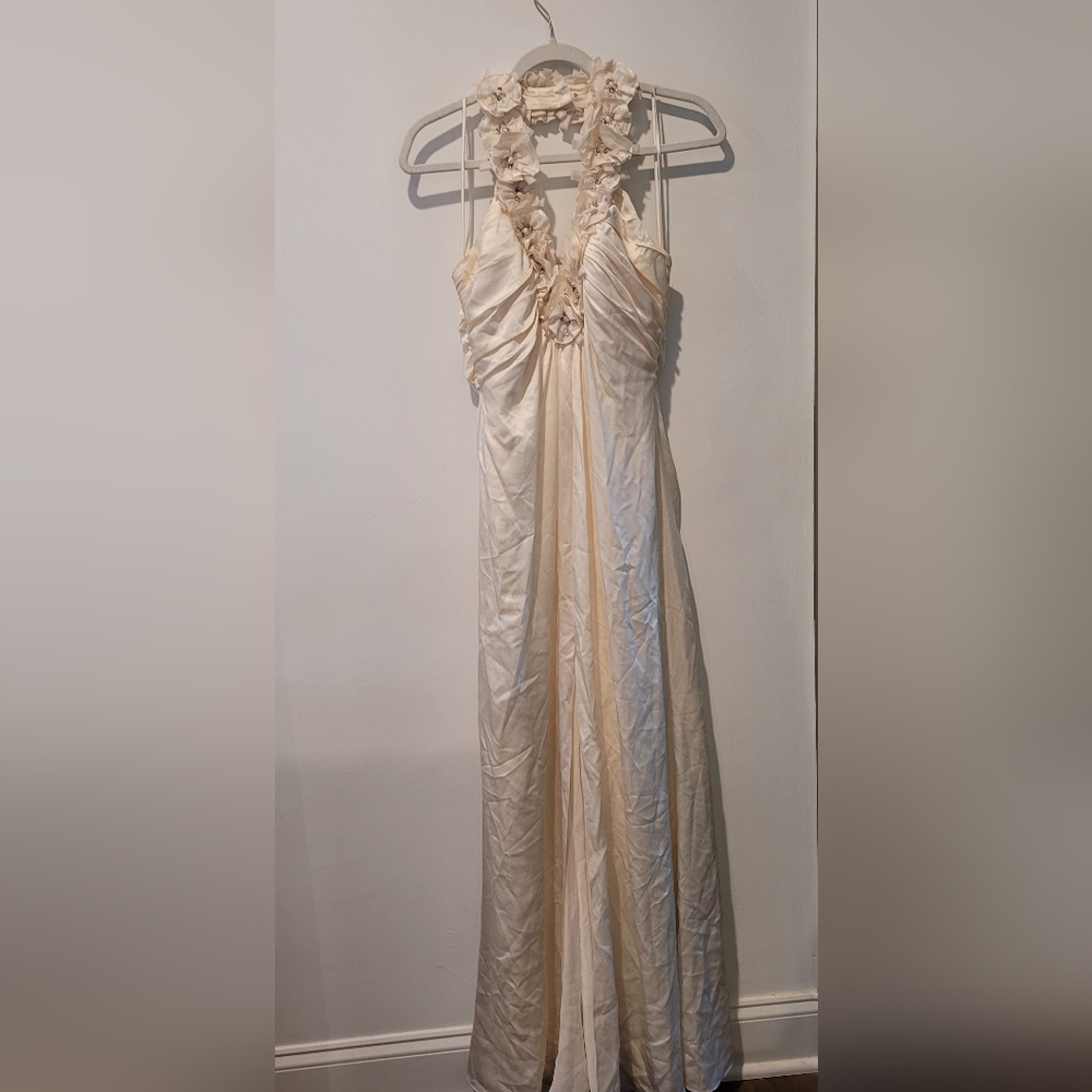 Marc Bower GLAMT Silk Gown Qith Floral Details